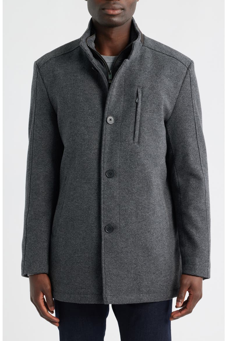 Upton Wool Blend Car Coat with Removable Bib, Alternate, color, CHARCOAL