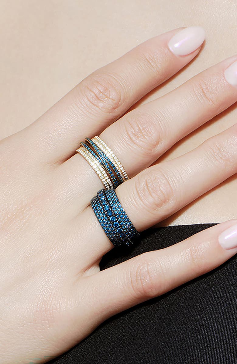 LANA 14K Gold Blue & White Diamond Kinetic Ring, Alternate, color, Yellow Gold