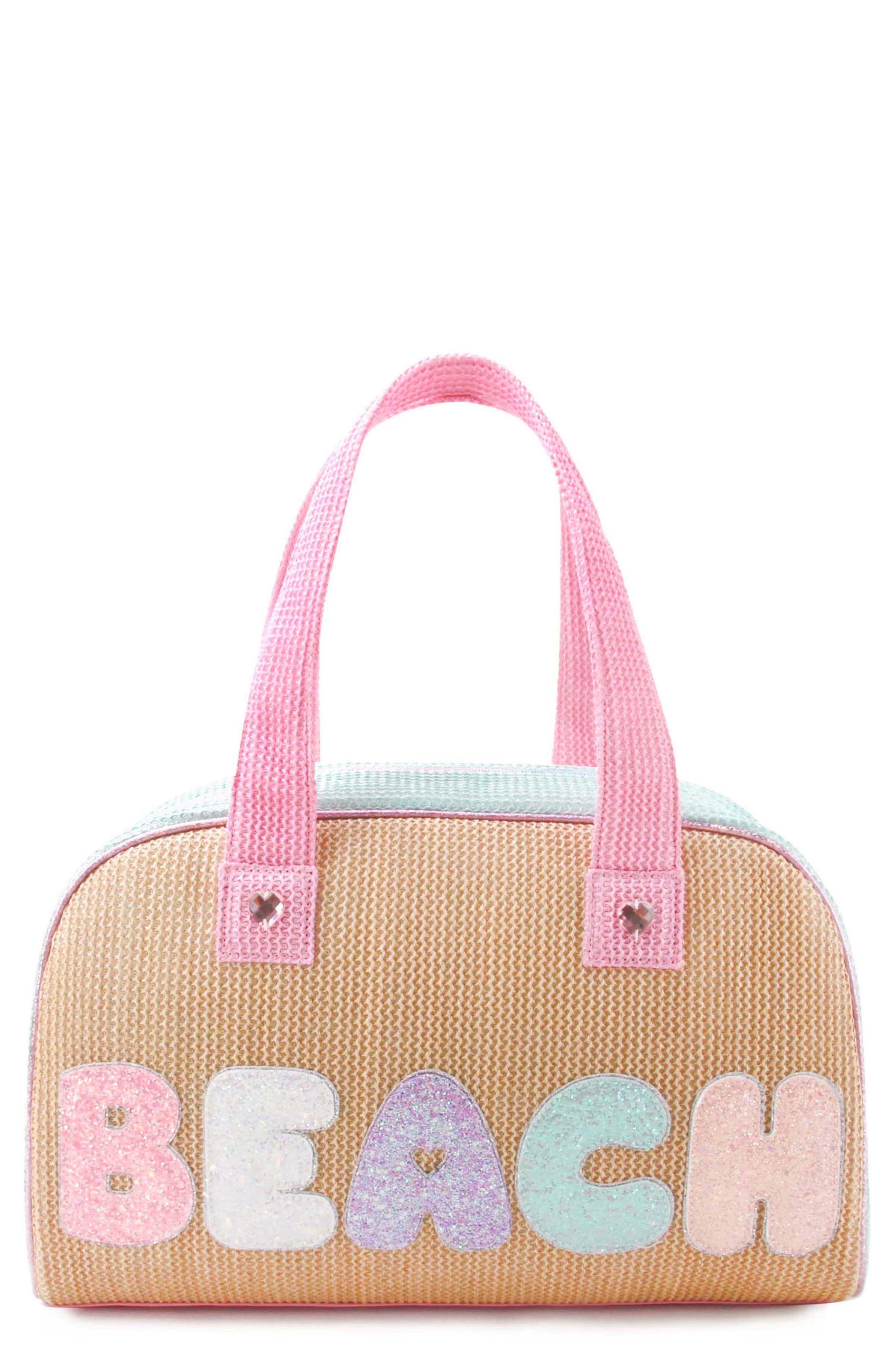 OMG Accessories Kids' Straw Beach Duffle Bag, Main, color, 