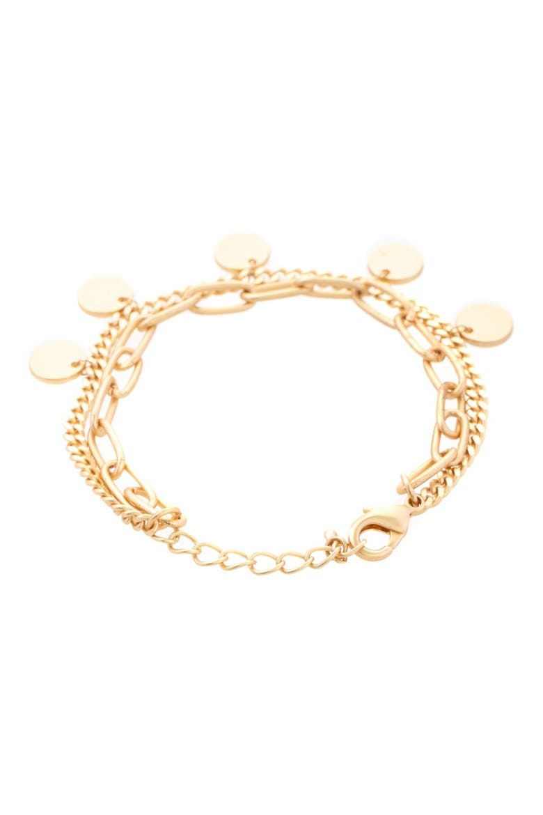 Disc Charm Layered Chain Bracelet, Alternate, color, GOLD