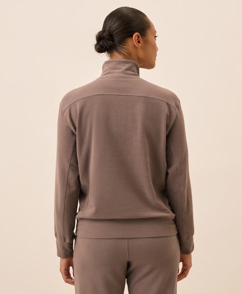 Pact Organic Cotton Cloudknit Quarter Zip In Brown