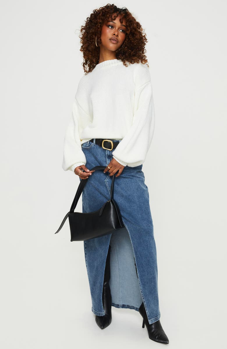 Princess Polly Harmony Balloon Sleeve Sweater, Alternate, color, White