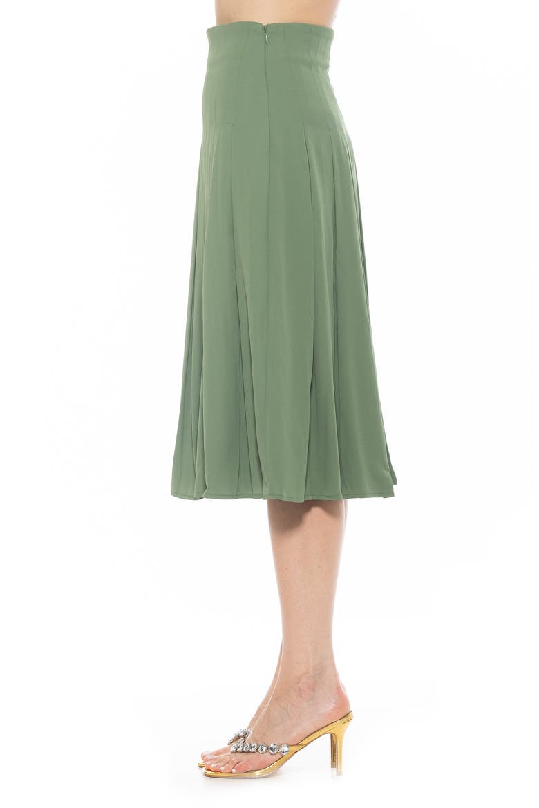 Shilo Pleated Midi Skirt, Alternate, color, SAGE