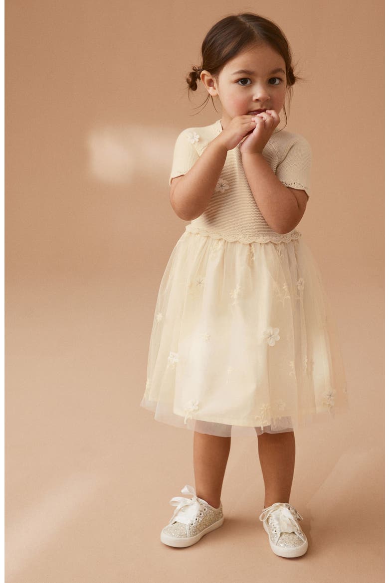 Kids' Floral Embroidered Party Dress, Alternate, color, IVORY