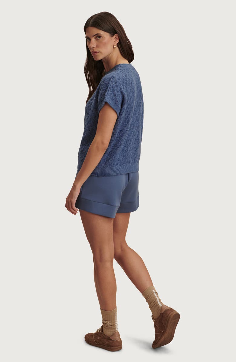 Varley Manae Textured Pointelle Cotton Blend Sweater, Alternate, color, Bijou Blue