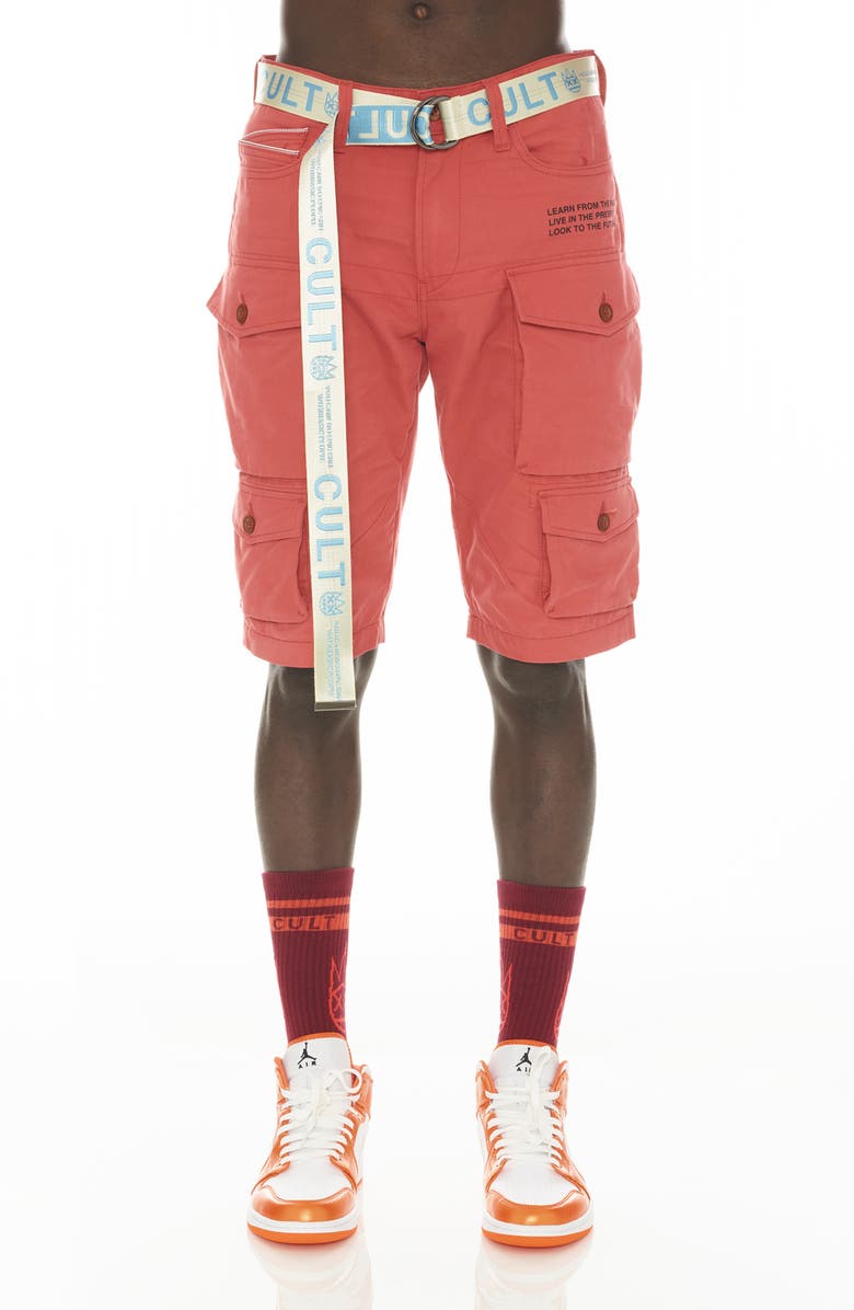 Cult of Individuality Rocker Belted Slim Fit Cargo Shorts, Main, color, 