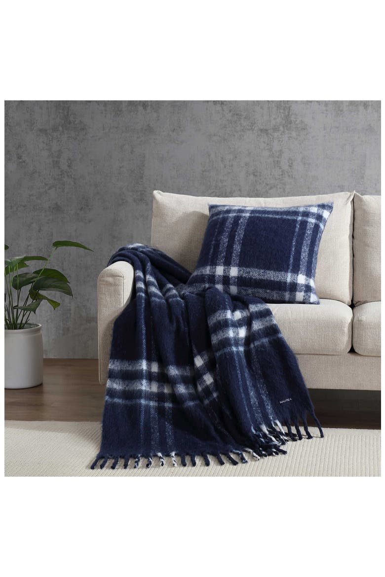 Ryan Cove Plaid Decorative Pillow, Alternate, color, DARK BLUE