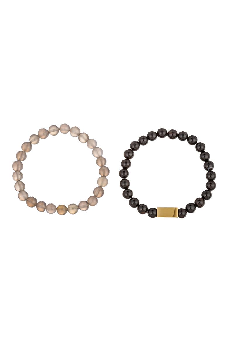 Men's Set of 2 Shawn Agate Beaded Bracelets, Main, color, GOLD