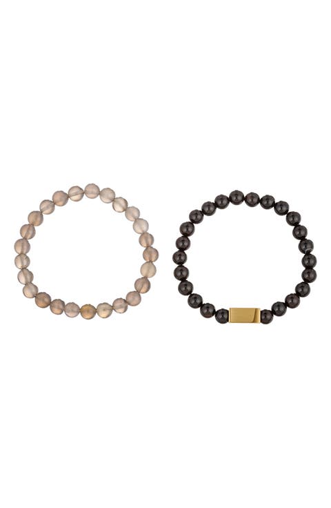 Men's Set of 2 Shawn Agate Beaded Bracelets