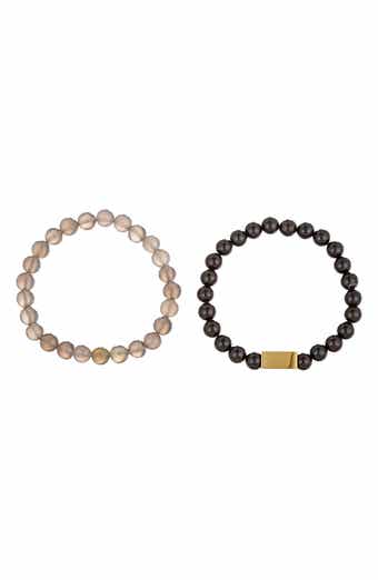 EYE CANDY LOS ANGELES Men's Set of 2 Shawn Agate Beaded Bracelets