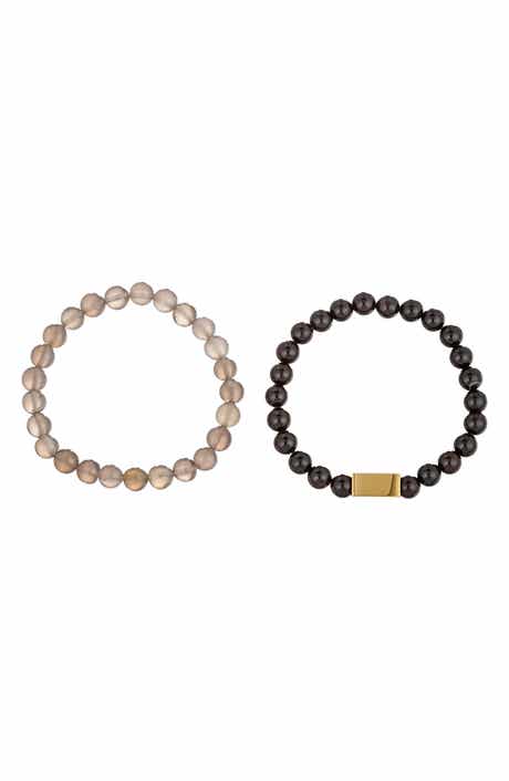 EYE CANDY LOS ANGELES Men's Set of 2 Shawn Agate Beaded Bracelets