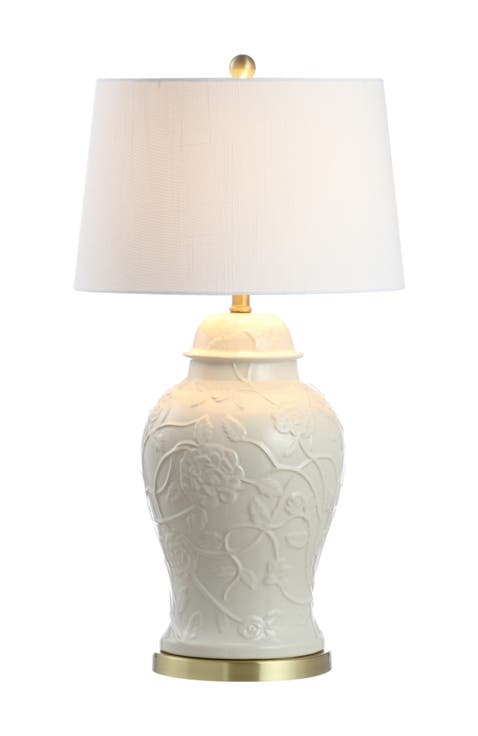 Naiyou 29.5" Ceramic Classic Traditional LED Lamp Table Lamp, Cream