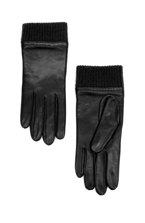 Leather Gloves with Cashmere cuff