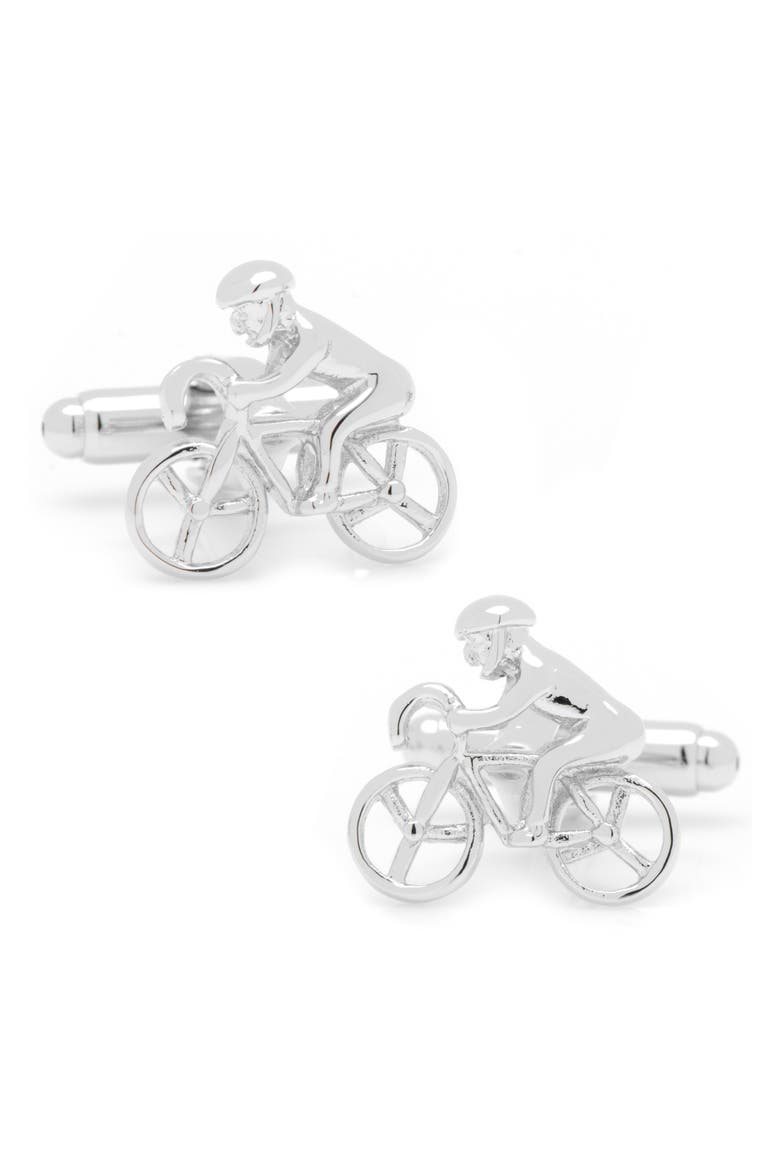 Cyclist Cuff Links, Main, color, SILVER