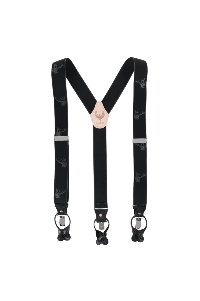 Men's Stag Head Convertible Clip End Suspenders, Main, color, Black