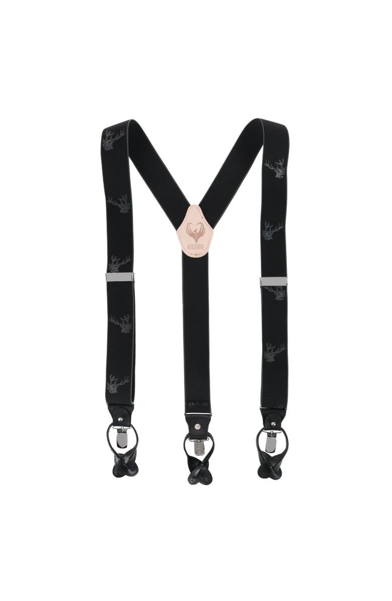 Ascentix Men's Stag Head Convertible Clip End Suspenders, Main, color, Black