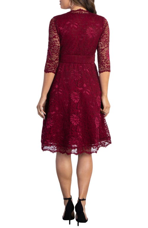 Kiyonna Mademoiselle A-line Lace Cocktail Dress In Pinot Noir