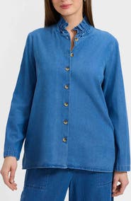 Foxcroft Carolina Denim Button-Up Shirt