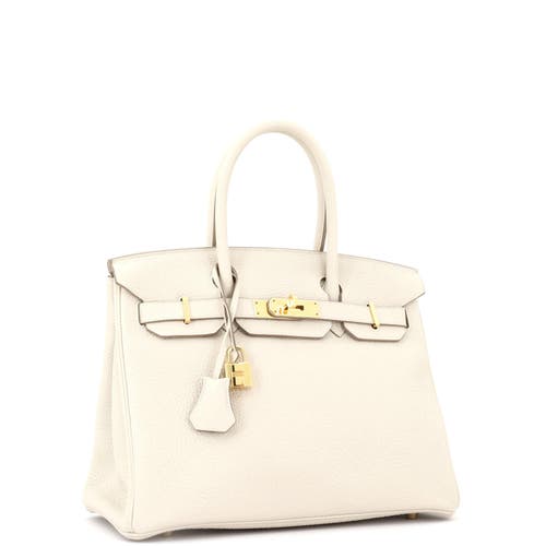 Pre-owned Hermes  Hermes Birkin Handbag Light Togo With Gold Hardware 30 In White