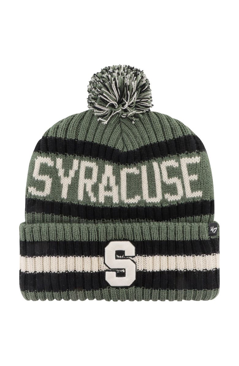 '47 Men's '47 Green Syracuse Orange OHT Military Appreciation Bering Cuffed Knit Hat with Pom, Main, color, Green