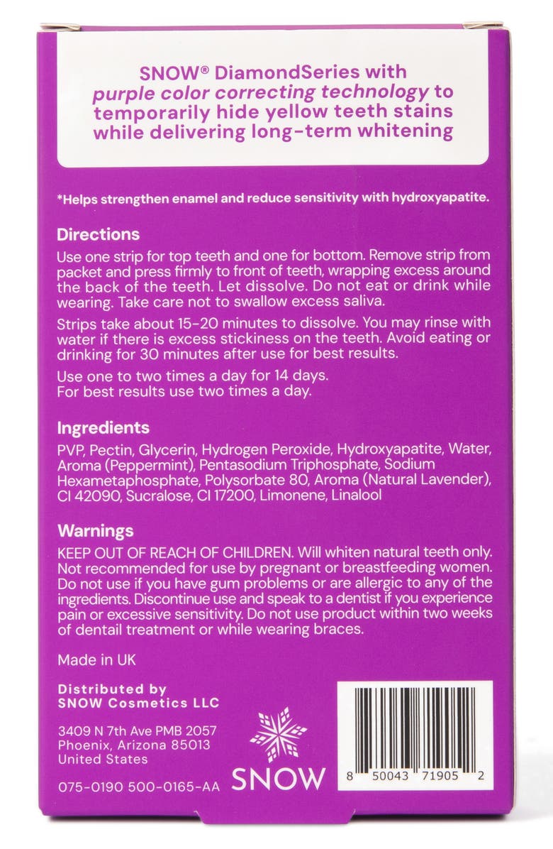 SNOW DiamondSeries<sup>™</sup> Brighten + Whiten Dissolving Whitening Purple Strips, Alternate, color, Purple