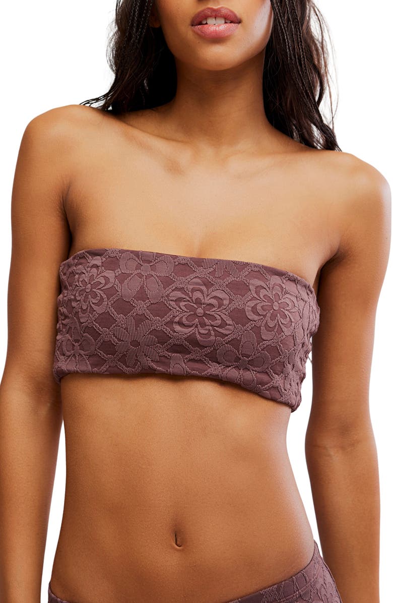 Free People Lola Strapless Bandeau Bikini Top, Main, color, Brownstone