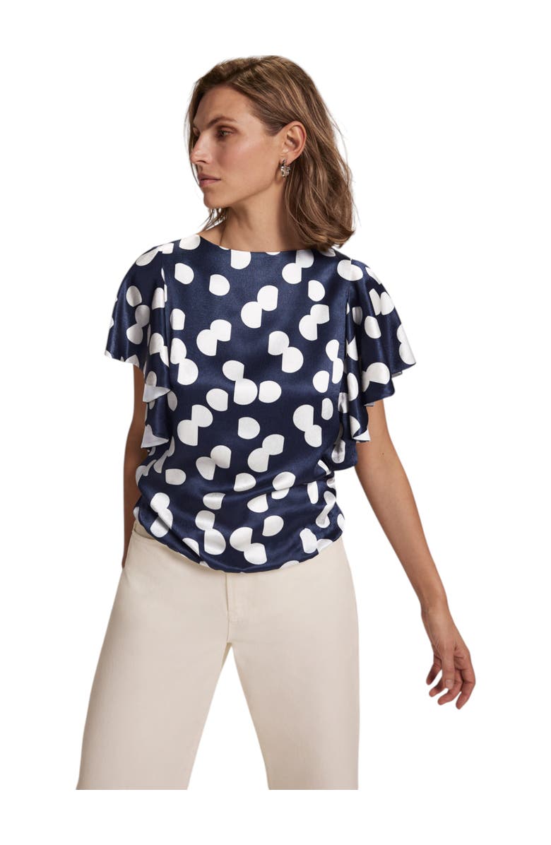 MINT VELVET Spot Draped Top, Main, color, Navy