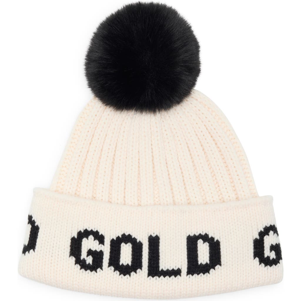 Goldbergh Hodd Pom Beanie in Cream/Black