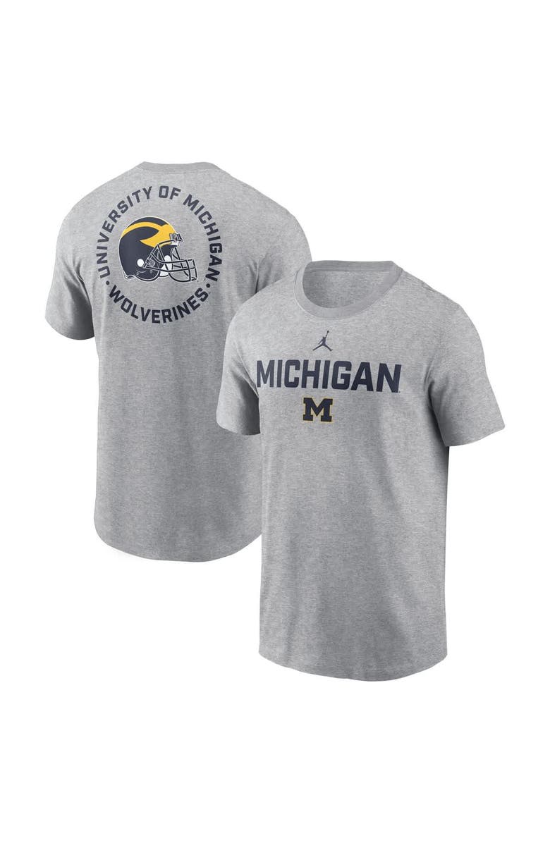 Jordan Brand Men's Jordan Brand Heather Gray Michigan Wolverines Campus 2-Hit T-Shirt, Main, color, Heather Gray