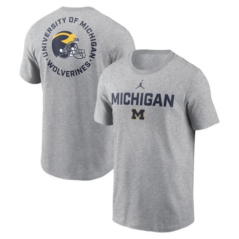 Men's Jordan Brand Heather Gray Michigan Wolverines Campus 2-Hit T-Shirt