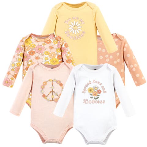 Essential Long-Sleeve Cotton Bodysuit Set (5-Piece)