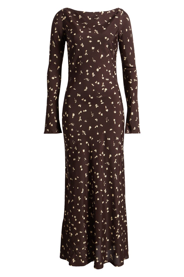 Lilou Floral Long Sleeve Jersey Maxi Dress, Alternate, color, CLOVER BROWN