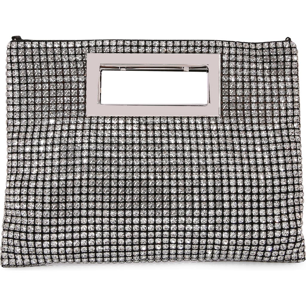 Berness Rectangular Top Handle Rhinestone Clutch In Silver
