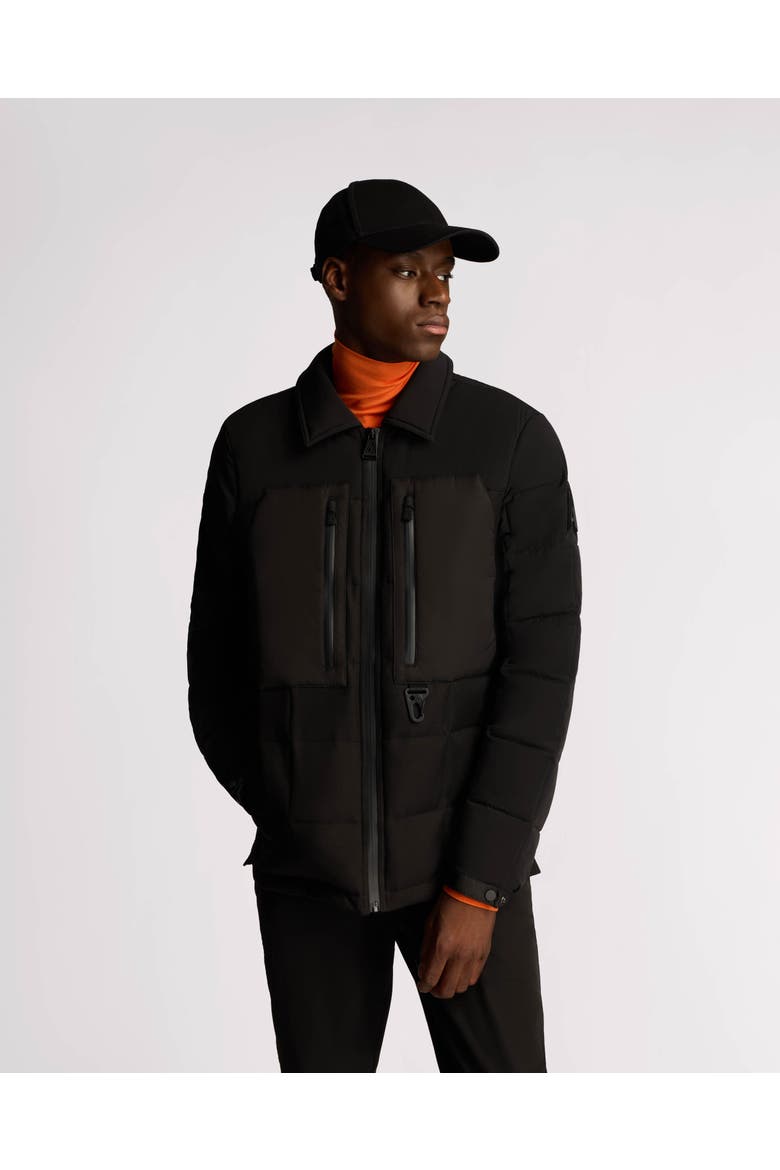 Berdiac Lightweight Transitional Mixed Media Quilted Jacket, Main, color, Black