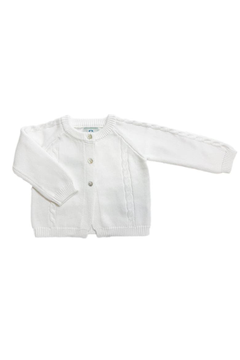 White Knit Cotton Cardigan, Alternate, color, White