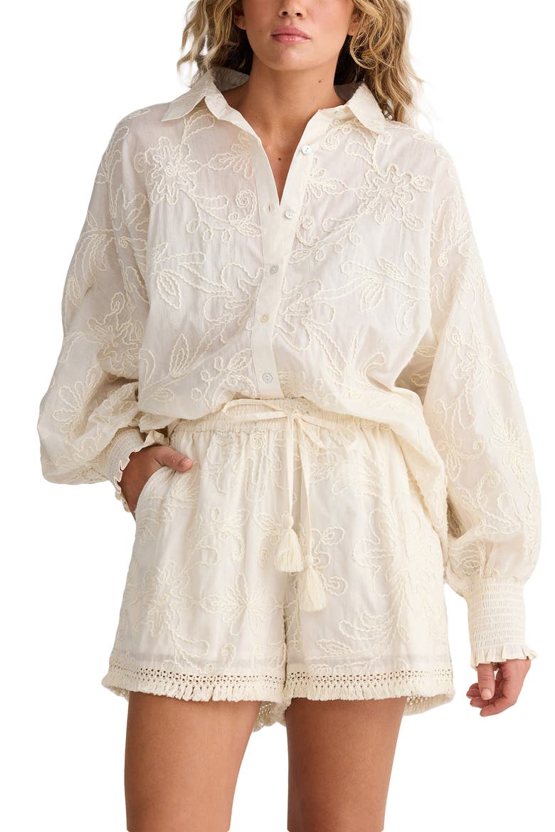 Chantilly Embroidered Fringe Trim Shorts, Alternate, color, NATURAL EMBROIDERY