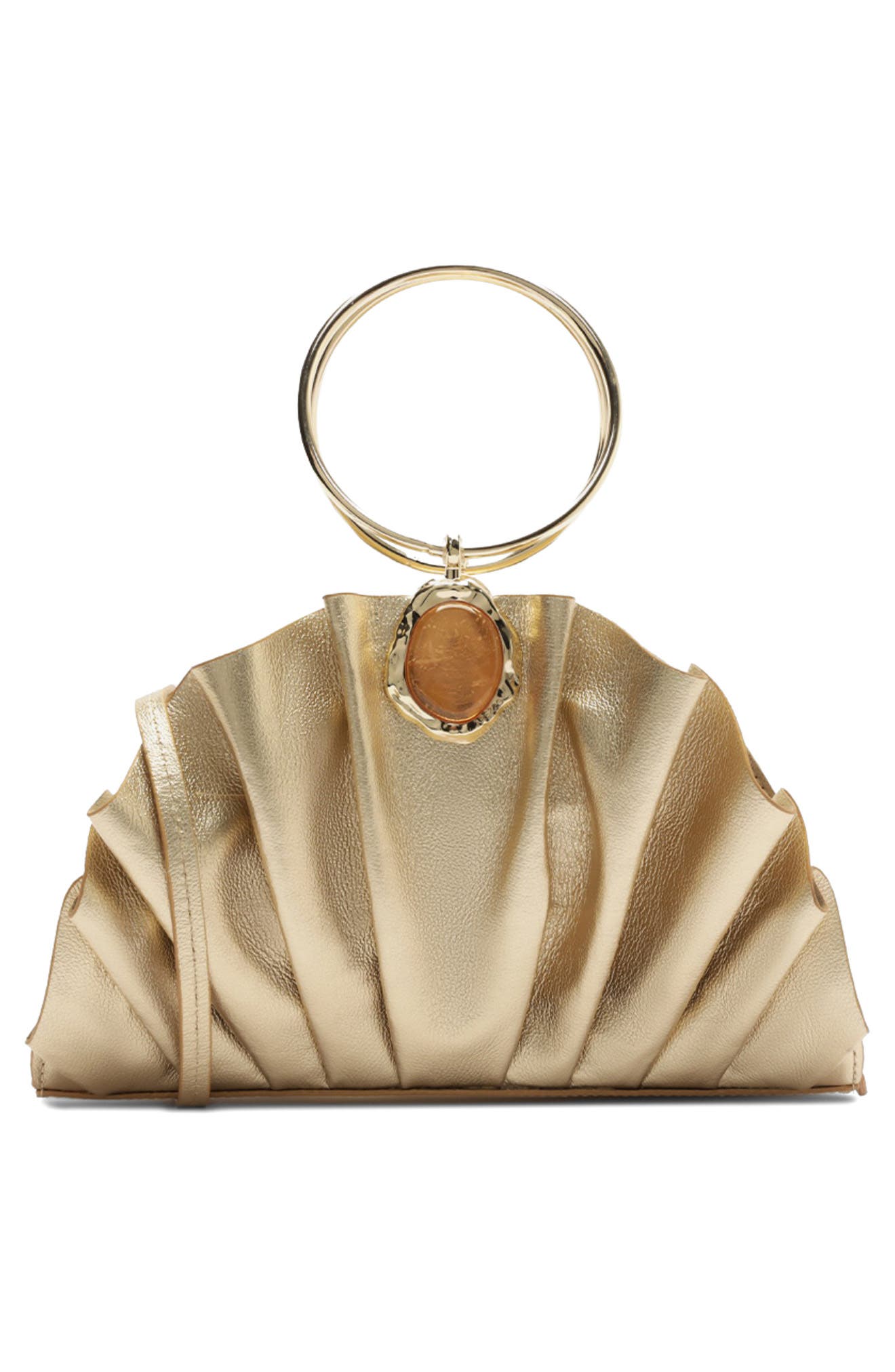 Arezzo Small Ravena Leather Clutch, Alternate, color, Platino
