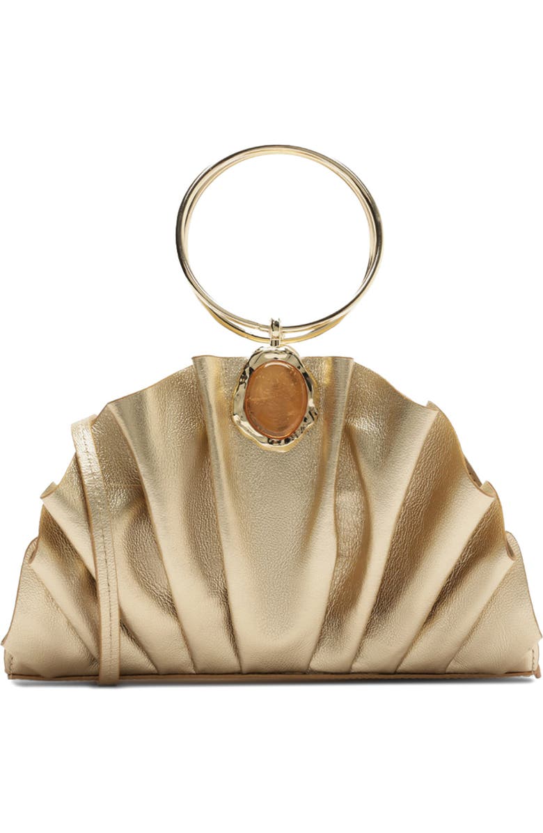 Arezzo Small Ravena Leather Clutch, Alternate, color, Platino