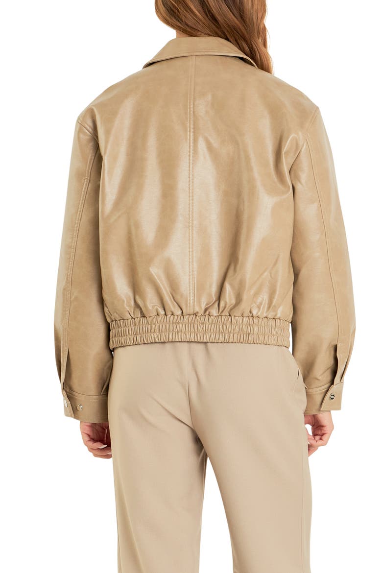 Crop Faux Leather Jacket, Alternate, color, CAMEL