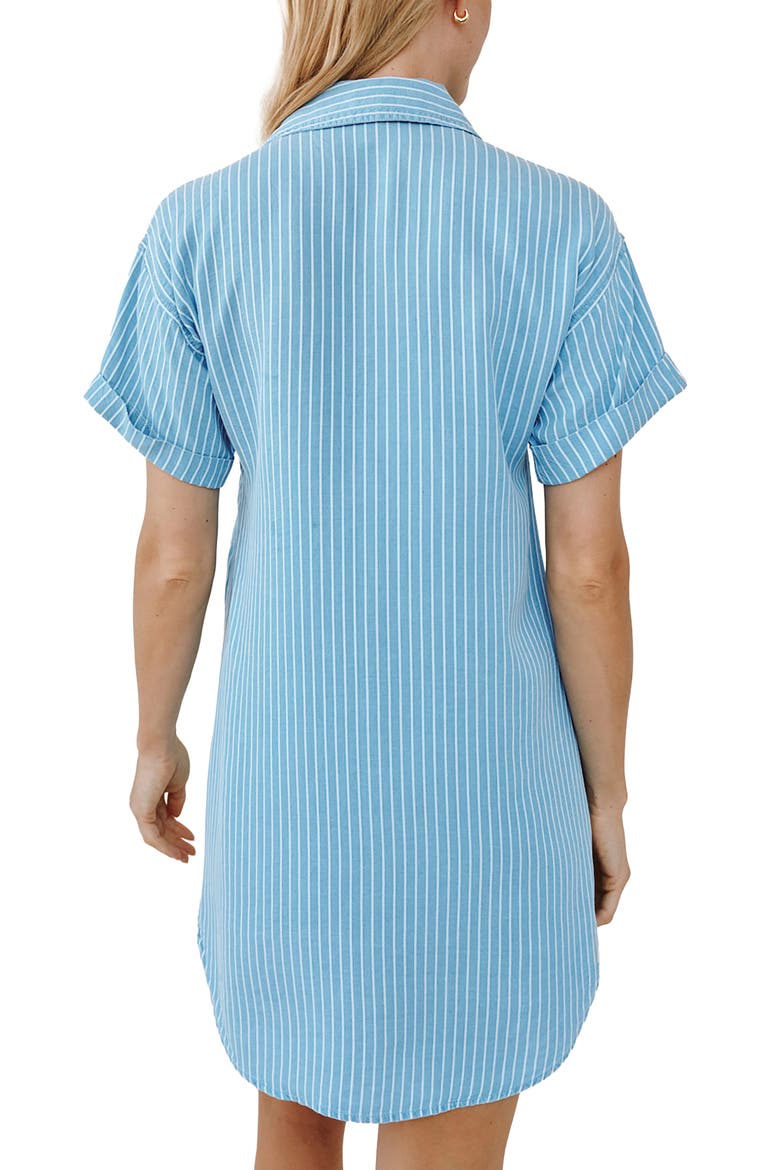 Stripe Roll Sleeve Shirtdress, Alternate, color, COASTAL STRIPE WASH