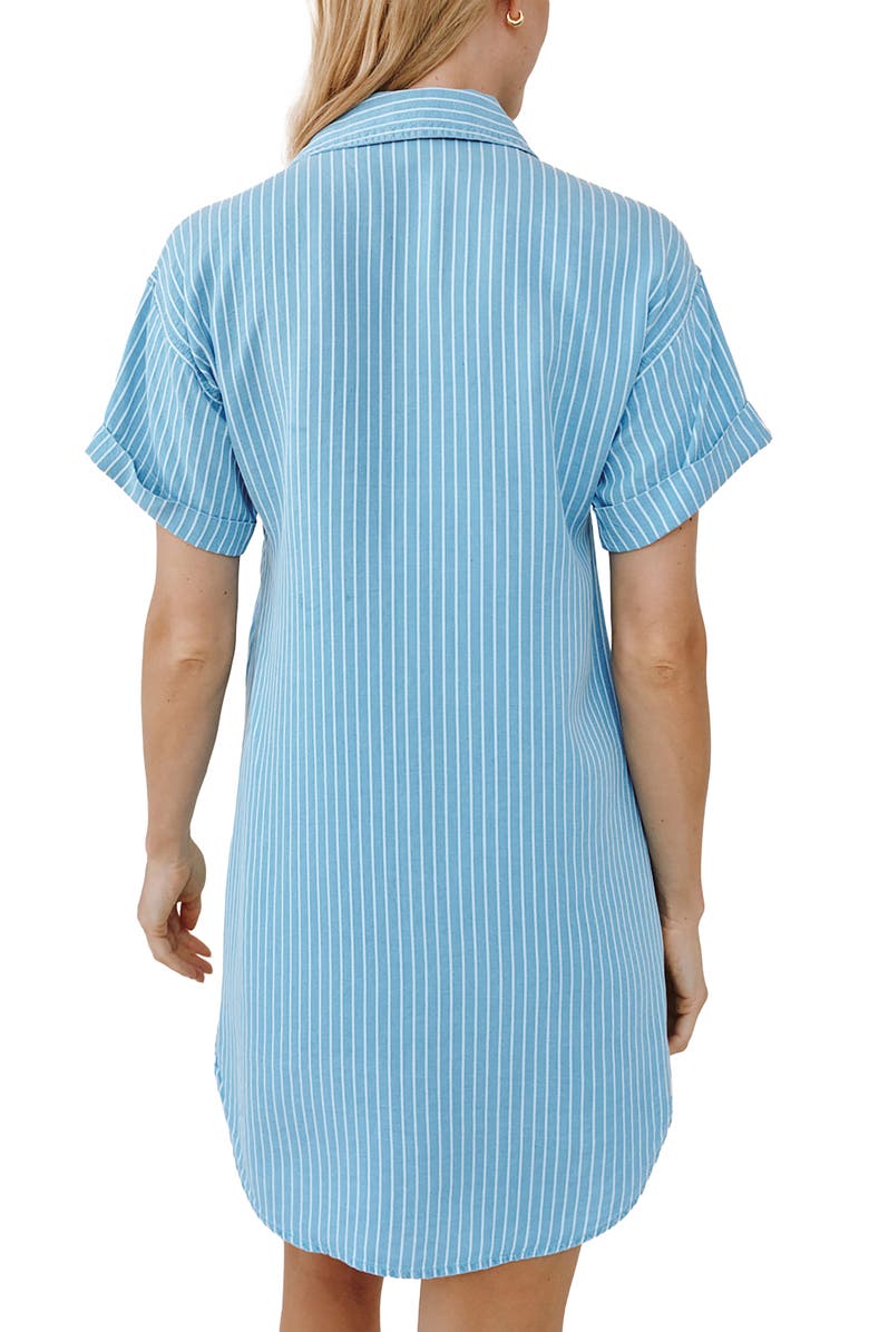 Bella Dahl Stripe Roll Sleeve Shirtdress, Alternate, color, Coastal Stripe Wash