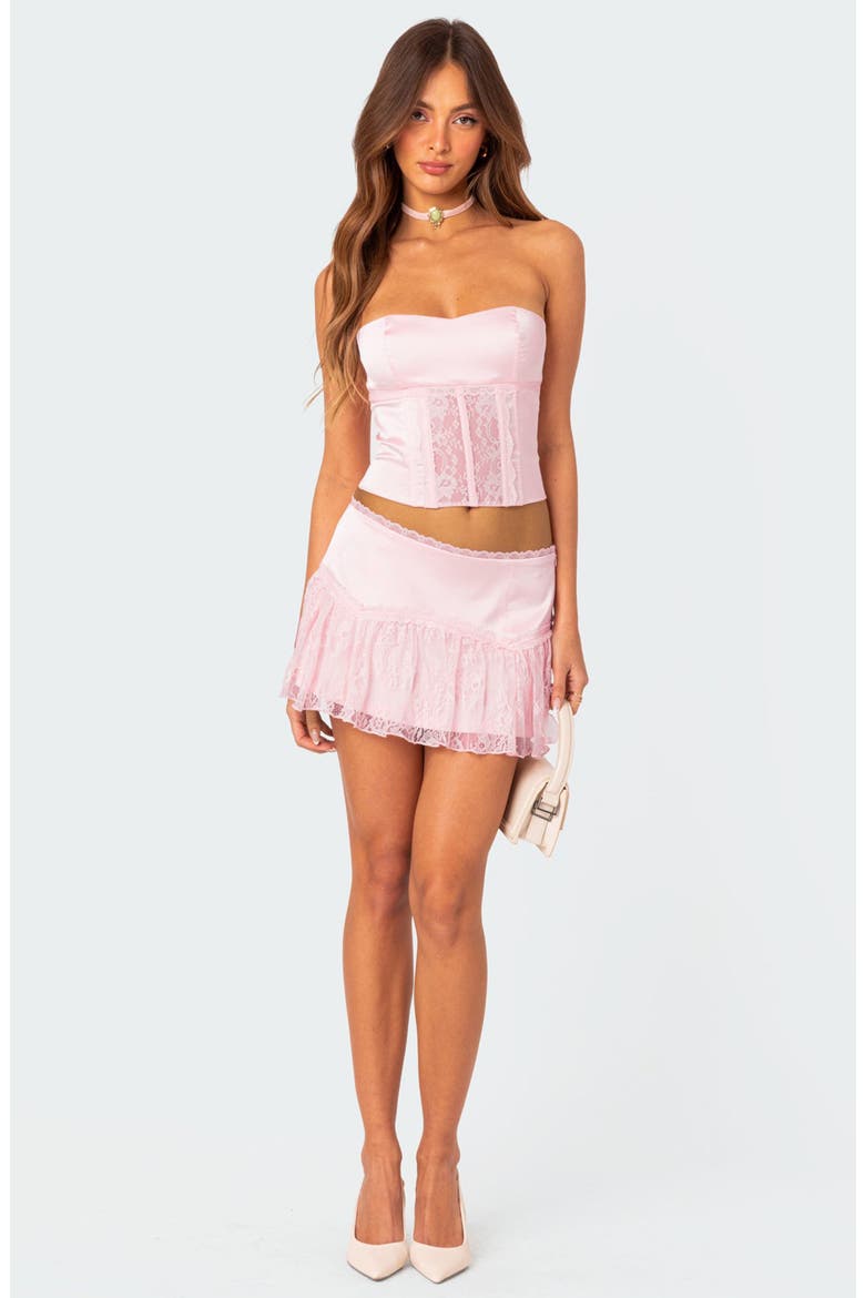 Lex Satin & Lace Corset Top, Alternate, color, LIGHT-PINK