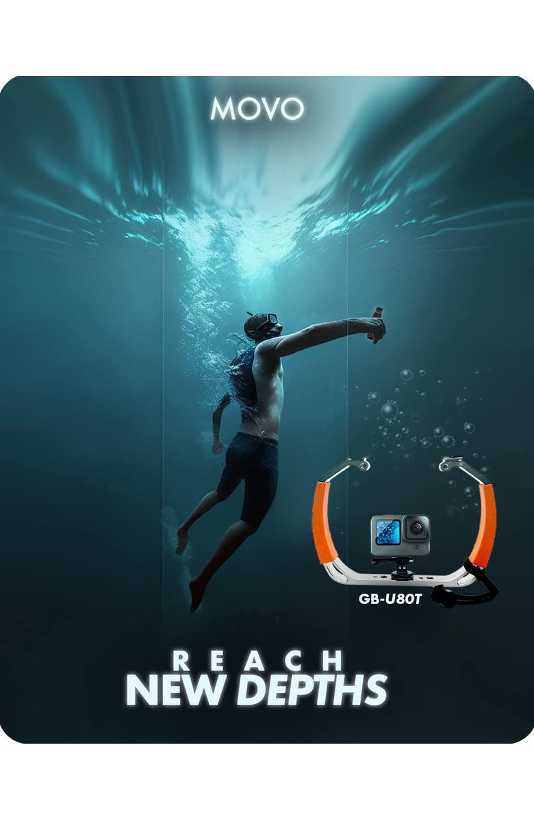 MOVO GB-U80 Underwater Diving Rig for GoPro Waterproof Action Cam (XL Version) - Teal, Alternate, color, Black