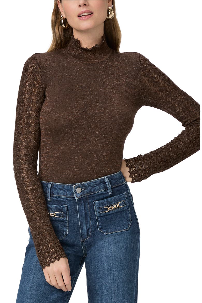 Stephanie Metallic Knit Top, Main, color, BRNZSPKL
