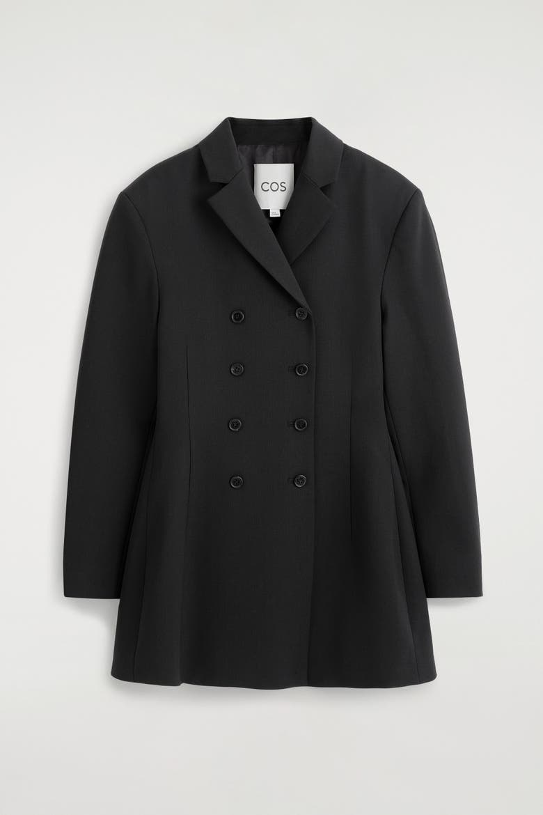 Double-Breasted Peplum Blazer, Alternate, color, BLACK