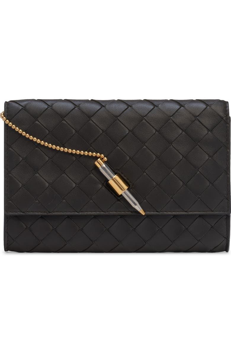 Bottega Veneta Andiamo Intrecciato Lambskin Crossbody Wallet, Main, color, 2095 Espresso-Brass V-Si