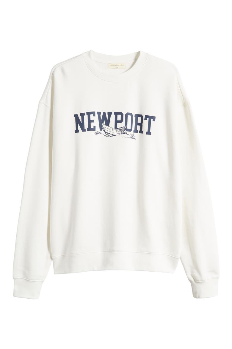 Newport Crewneck Cotton Graphic Sweatshirt, Alternate, color, WHITE