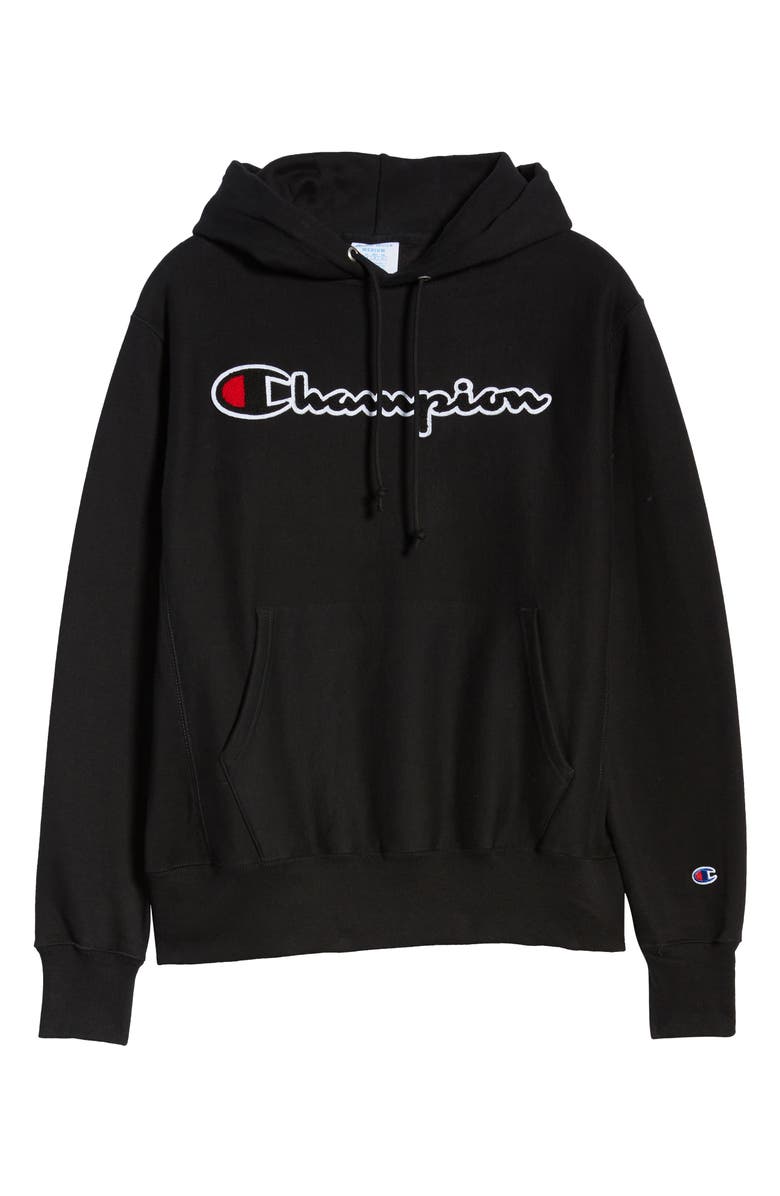 Champion Reverse Weave<sup>®</sup> Chenille Logo Hoodie, Alternate, color,