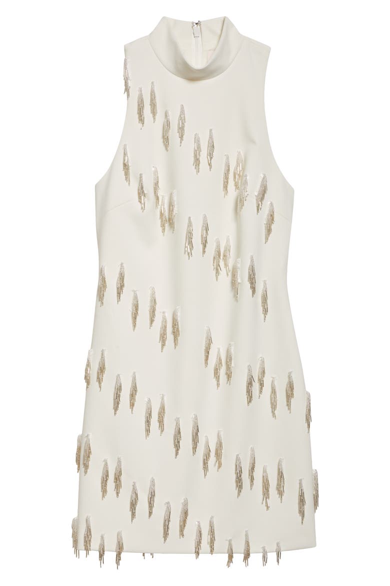 Micky Cascading Beaded Tassel Minidress, Alternate, color, IVORY/ SILVER