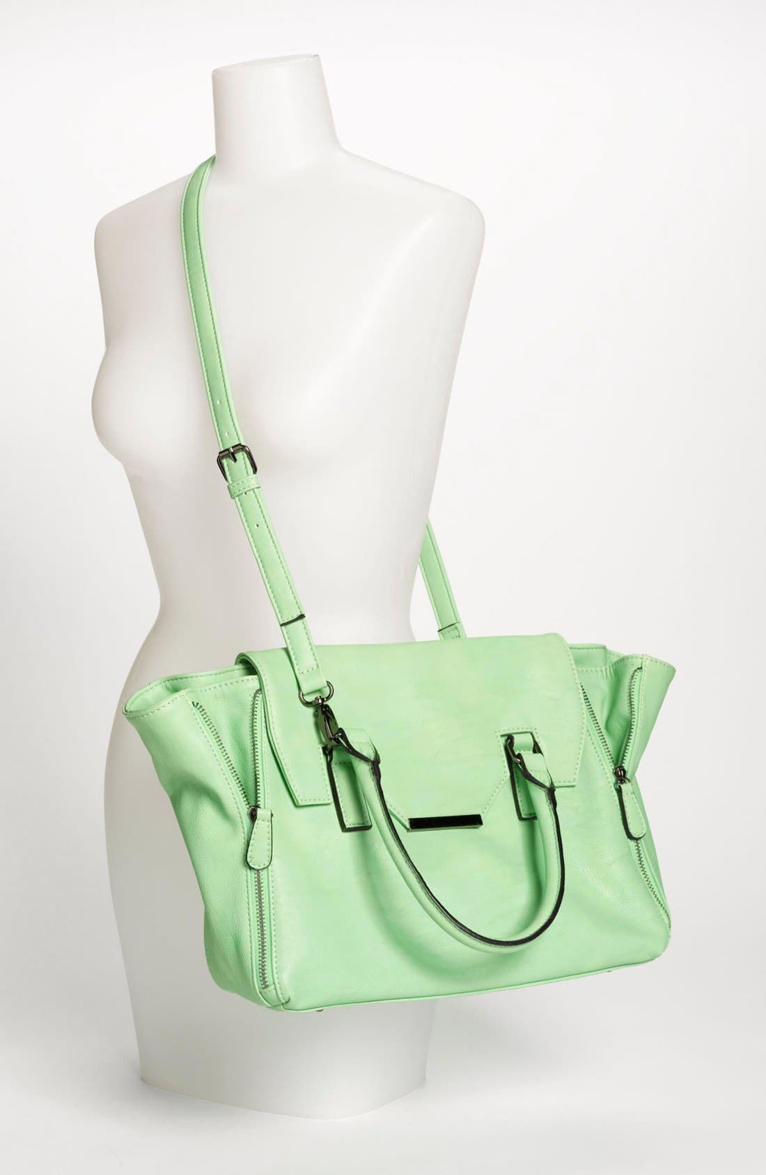 Faux Leather Satchel, Alternate, color, MINT